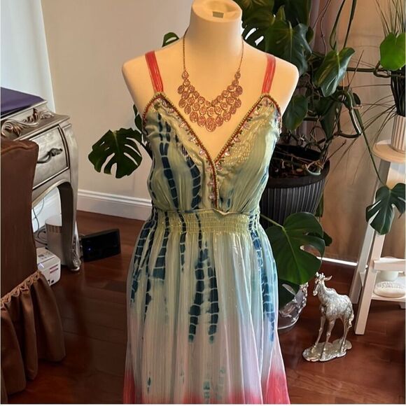 BOSTON PROPER | bohemian print maxi dress S - Picture 2 of 4